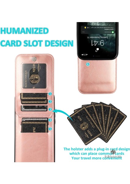Düz Renk Deri Kılıf iPhone Kartı Için Crazy Horse Desen Koruyucu Kapak Braketi Anti-Şok ve Anti-Düşme (Yurt Dışından)