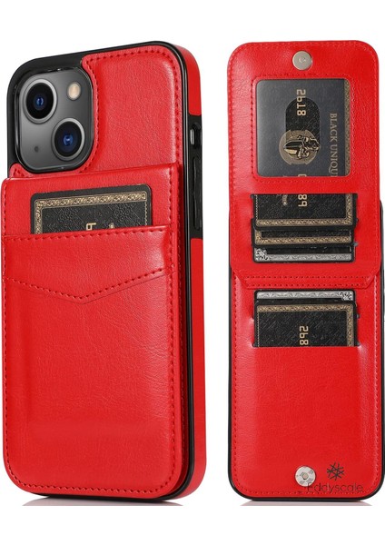 Düz Renk Deri Kılıf iPhone Kartı Için Crazy Horse Desen Koruyucu Kapak Braketi Anti-Şok ve Anti-Düşme (Yurt Dışından)