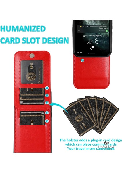 Düz Renk Deri Kılıf iPhone Kartı Için Crazy Horse Desen Koruyucu Kapak Braketi Anti-Şok ve Anti-Düşme (Yurt Dışından)