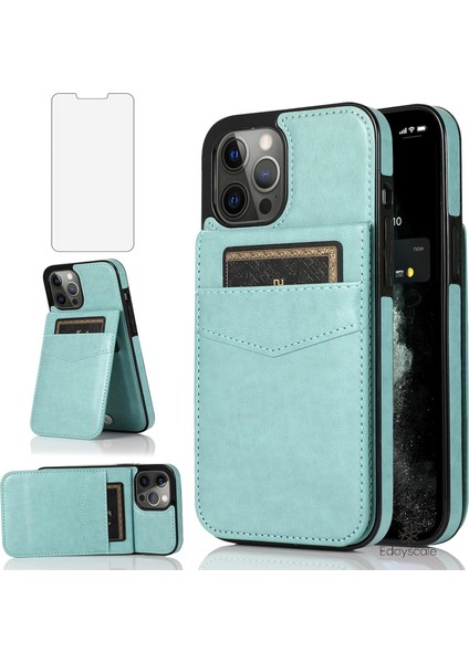 Düz Renk Deri Kılıf iPhone Kartı Için Crazy Horse Desen Koruyucu Kapak Braketi Anti-Şok ve Anti-Düşme (Yurt Dışından)