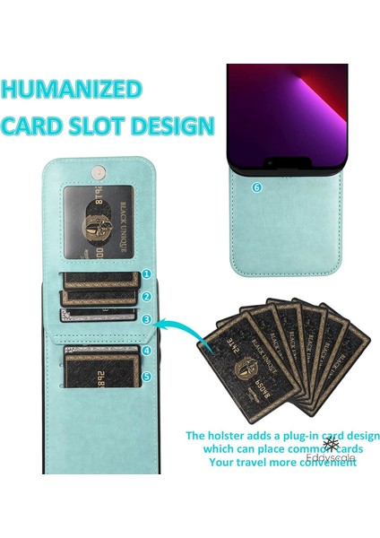 Düz Renk Deri Kılıf iPhone Kartı Için Crazy Horse Desen Koruyucu Kapak Braketi Anti-Şok ve Anti-Düşme (Yurt Dışından)