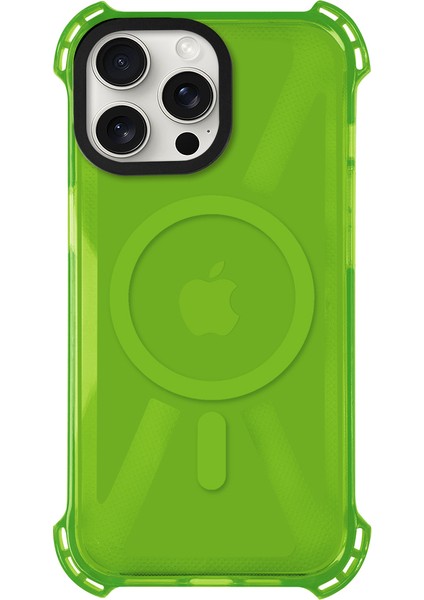 iPhone 13 Pro Max Magsafe Kablosuz Şarj Özellikli Mıknatıslı Transparan Şeffaf Yeşil Renkli Kılıf
