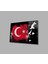 Atatürk Bayrak Atatürk Silüetli Gölgeli Siyah Fonlu Cam Tablo 1