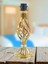 Ekru Kadife Kaplı Dantel Süsleme Gold-Şeffaf Sarkan Vintage Abajur 30X50CM AB1007 5
