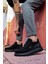 Bağcıklı Süet Ortopedik Yüksek Taban Siyah (Siyah ) Erkek Günlük Sneaker Ayakkabı 1