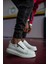Bağcıklı Fermuarlı Cilt Deri Ortopedik Yüksek Taban Beyaz Erkek Günlük Sneaker Ayakkabı 4