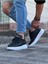Özel Tasarım Malzeme Bağcıklı Rahat Taban Siyah Cilt Erkek Sneaker 2
