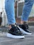Özel Tasarım Malzeme Bağcıklı Rahat Taban Siyah Rugan Erkek Sneaker 1