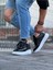 Özel Tasarım Malzeme Bağcıklı Rahat Taban Siyah Rugan Erkek Sneaker 2