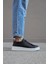 Bağcıklı Cilt Deri Ortopedik Taban Siyah (Beyaz ) Erkek Günlük Sneaker Ayakkabı 2