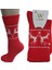 KIRMIZI GEYİK DESENLİ YILBAŞI PAMUKLU KADIN SOKET ÇORAP 1