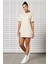Sportswear Organic Cotton Short Sleve Dress Nakış Swooslu Bej Elbise 4