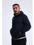 Lacivert Yandan Cepli Kapüşonlu Sweatshirt 3