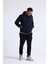 Lacivert Yandan Cepli Kapüşonlu Sweatshirt 5
