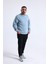 Gök Mavisi Parçalı Kaşkorse Detaylı Bisiklet Yaka Sweatshirt 3