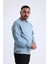 Gök Mavisi Parçalı Kaşkorse Detaylı Bisiklet Yaka Sweatshirt 4