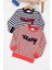 Erkek Bebek Yazı Nakışlı Çizgili 2li Sweatshirt Lacivert-Kırmızı 17333 1