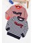 Erkek Bebek Yazı Nakışlı Çizgili 2li Sweatshirt Lacivert-Kırmızı 17333 2