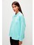 Düz Renk Uzun Kollu Polo Yaka Sweatshirt-Turkuaz 2