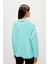 Düz Renk Uzun Kollu Polo Yaka Sweatshirt-Turkuaz 3