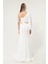 Kadın Beyaz Tek Omuzlu Zincirli Uzun Abiye Elbise 5