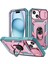 iPhone 15 Plus Için Kayar Lens Koruyucu Halka Standlı Telefon Kılıfı - Pembe-Yeşil (Yurt Dışından) 1