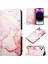 iPhone 15 Pro Max Için Mermer Desenli Pu Deri Cüzdan Telefon Kılıfı - Rose Gold (Yurt Dışından) 1