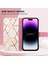 iPhone 15 Pro Için Mermer Desenli Pu Deri Cüzdan Telefon Kılıfı - Pembe - Beyaz (Yurt Dışından) 5