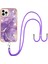 iPhone 15 Pro Için Crossbody Askı Ipi Mermer Desenli Telefon Kılıfı - Mor (Yurt Dışından) 1