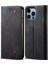 iPhone 15 Pro Max Için Kot Deri Flip Cüzdan Standlı Telefon Kılıfı - Siyah (Yurt Dışından) 1