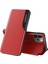 iPhone 15 Pro Için Akıllı Görünüm Flip Stand Pu Deri Telefon Kılıfı - Kırmızı (Yurt Dışından) 1