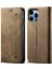 iPhone 15 Pro Max Için Kot Deri Flip Cüzdan Standlı Telefon Kılıfı - Haki (Yurt Dışından) 1