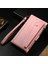 iPhone 15 Plus Için Vinil Deri Kapak Flip Cüzdan El Kayışı ile Telefon Kılıfı - Pembe (Yurt Dışından) 2