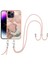 iPhone 15 Pro Için Desen Hibrit Çapraz Askı Kordon Telefon Kılıfı - Rose Gold (Yurt Dışından) 1
