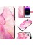 iPhone 15 Pro Için Mermer Desenli Pu Deri Cüzdan Telefon Kılıfı - Hot Pink (Yurt Dışından) 1