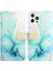 iPhone 15 Pro Max Için Mermer Desenli Pu Deri Cüzdan Telefon Kılıfı - Yeşil (Yurt Dışından) 3
