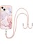 iPhone 15 Plus Için Crossbody Askı Ipi Mermer Desenli Telefon Kılıfı - Rose Gold (Yurt Dışından) 1