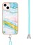 iPhone 15 Plus Için Crossbody Askı Ipi Mermer Desenli Telefon Kılıfı - Altın (Yurt Dışından) 4