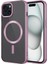 - Apple iPhone 15 Plus - Kılıf Mat Tasarımlı Magsafe Wireless Şarj Özellikli Mat Setro Kapak - Pembe 1
