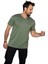 Aşırı Terleme Önleyici Haki V Yaka Erkek T-Shirt, Ter Sızdırmaz, Çift Katmanlı 1