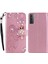 Baykuş Izi Rinestone Dekor Cüzdan Deri Kapak Samsung Galaxy S21 Fe-Rose Altın (Yurt Dışından) 1