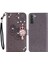 Baykuş Izi Rinestone Dekor Cüzdan Deri Kapak Samsung Galaxy S21 Fe-Grey (Yurt Dışından) 1