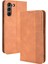 Manyetik Toka Vintage Stil Tpu+Deri Telefon Kasası Cüzdan Samsung Galaxy S21 Fe-Brown (Yurt Dışından) 1