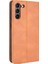 Manyetik Toka Vintage Stil Tpu+Deri Telefon Kasası Cüzdan Samsung Galaxy S21 Fe-Brown (Yurt Dışından) 4