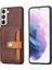 Samsung Galaxy S21 Fe-Brown Için Kart Yuvaları ile Pu Deri Kaplamalı Tpu Kılıfı+Kickstand (Yurt Dışından) 1