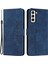 Samsung Galaxy S22+5G Için Kalp Şekli Baskı Kılıfı, Çift Taraflı Manyetik Toka Cilt Touch Hissed Hisset Pu Deri Cüzdan Stand Kapağı Strap-Sapfire (Yurt Dışından) 1