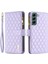 Samsung Galaxy S22+5GIM Baskılı Eşkenar Dörtgen Desenli, Fermuarlı Cep Flip Standı Mat Pu Deri Cüzdan Kapak-Mor (Yurt Dışından) 1