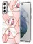 Yumuşak Tpu 2.0mm Imd Iml Elektrokaplama Telefon Kılıfı Kabuk Samsung Galaxy S21 Fe-Pink Mermer/çiçek Için Çiçek Mermer Desenli (Yurt Dışından) 1