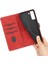 Samsung Galaxy S21 Fe 5g Için Izgara Ekleme Tasarım Deri Stand Kılıfı, Cüzdan Tarzı Foli Flip Telefon Kapağı Strap-Red ile (Yurt Dışından) 5