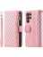 005 Samsung Galaxy S22 Ultra 5g Rhombus Doku Pu Deri Deri Cüzdan Stand Kapağı Fermuar Cep Tasarım Anti Damla Kılıfı (Yurt Dışından) 1